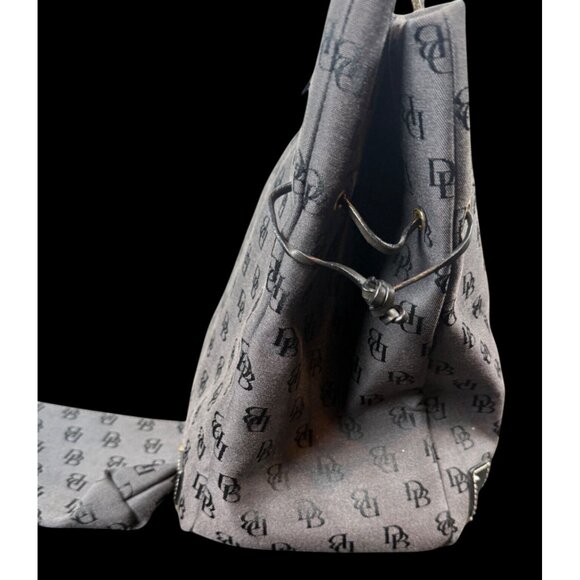Dooney & Bourke Signature Monogram Canvas Leather Tote w/ Coin Purse Gray Black - Picture 7 of 10